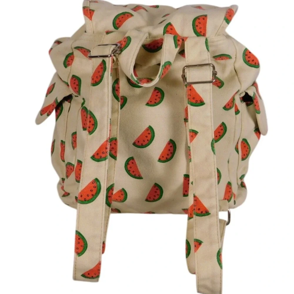 Canvas Watermelon Print Back Pack 3 outer 2 inner pocket adjustable Strap HG8203
